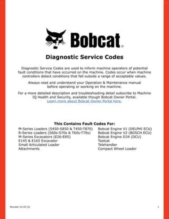 Free Bobcat Fault Codes List PDF – Download Now