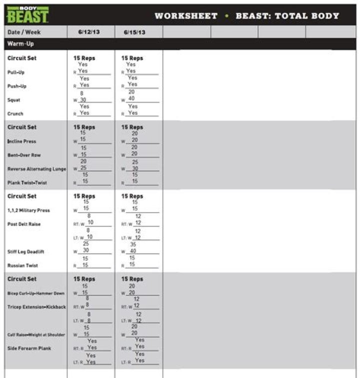 Download Free Body Beast Abs Worksheet PDF for Quick Results