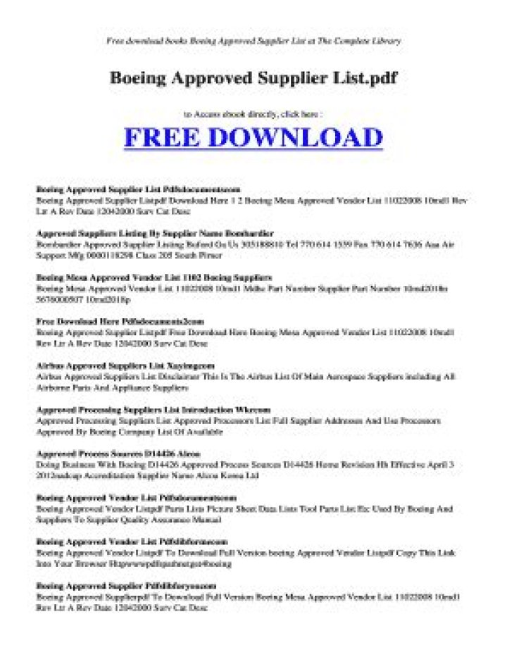 Boeing Approved Supplier List PDF: Complete 2024 List