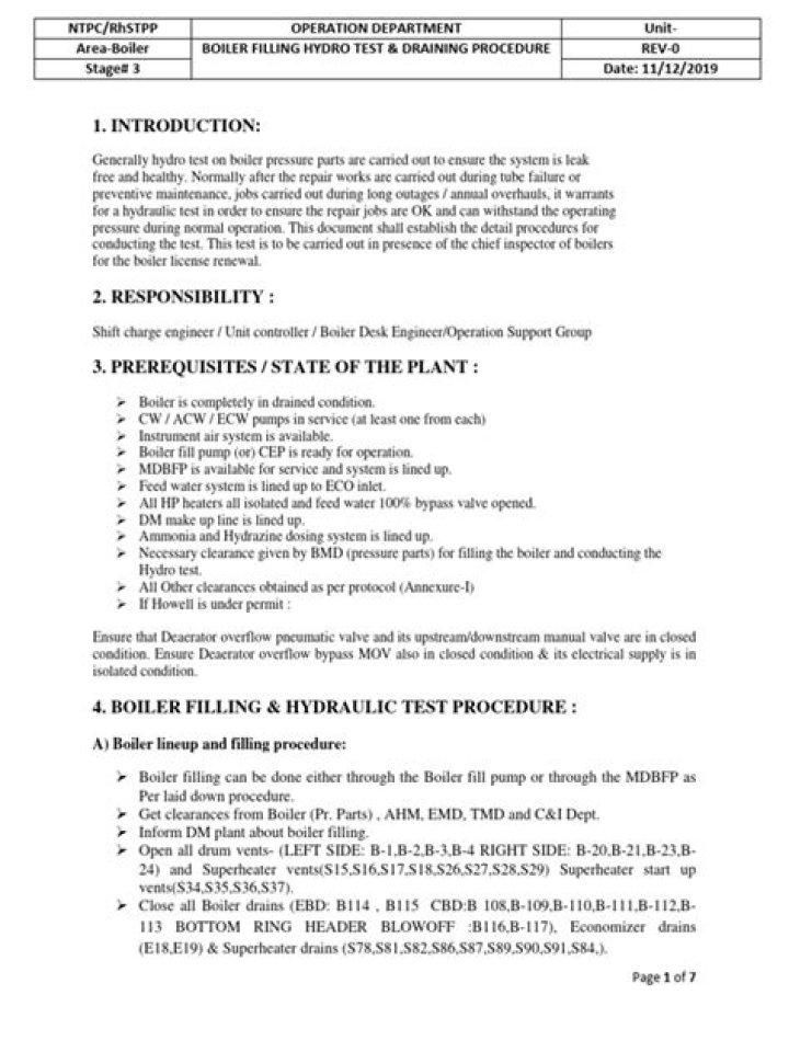 Boiler Hydro Test Procedure PDF: Step-by-Step Safety Check