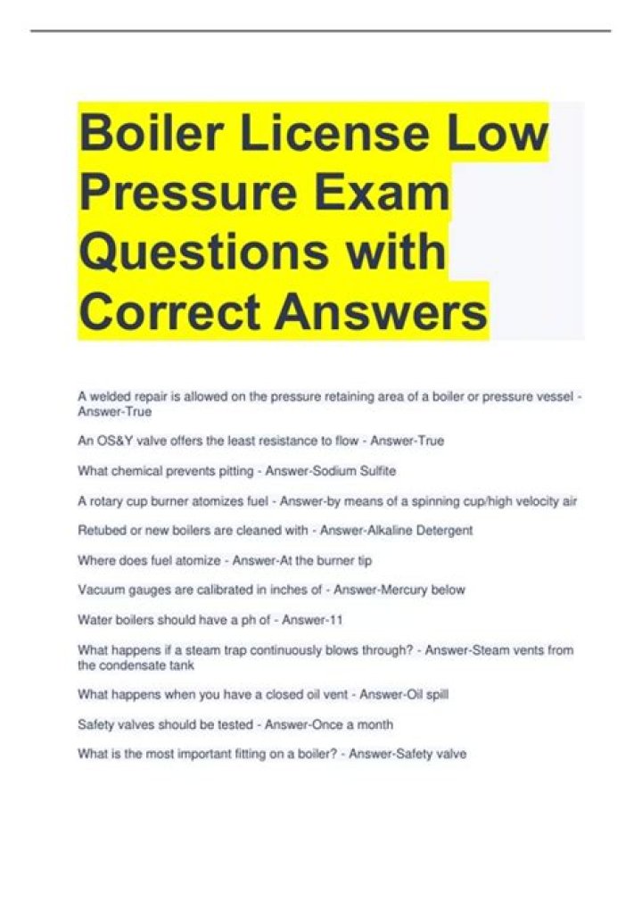 Boiler Test Questions and Answers PDF: Expert Guide & Practice
