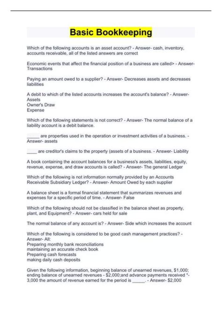 Bookkeeping Questions and Answers PDF – Expert Guide