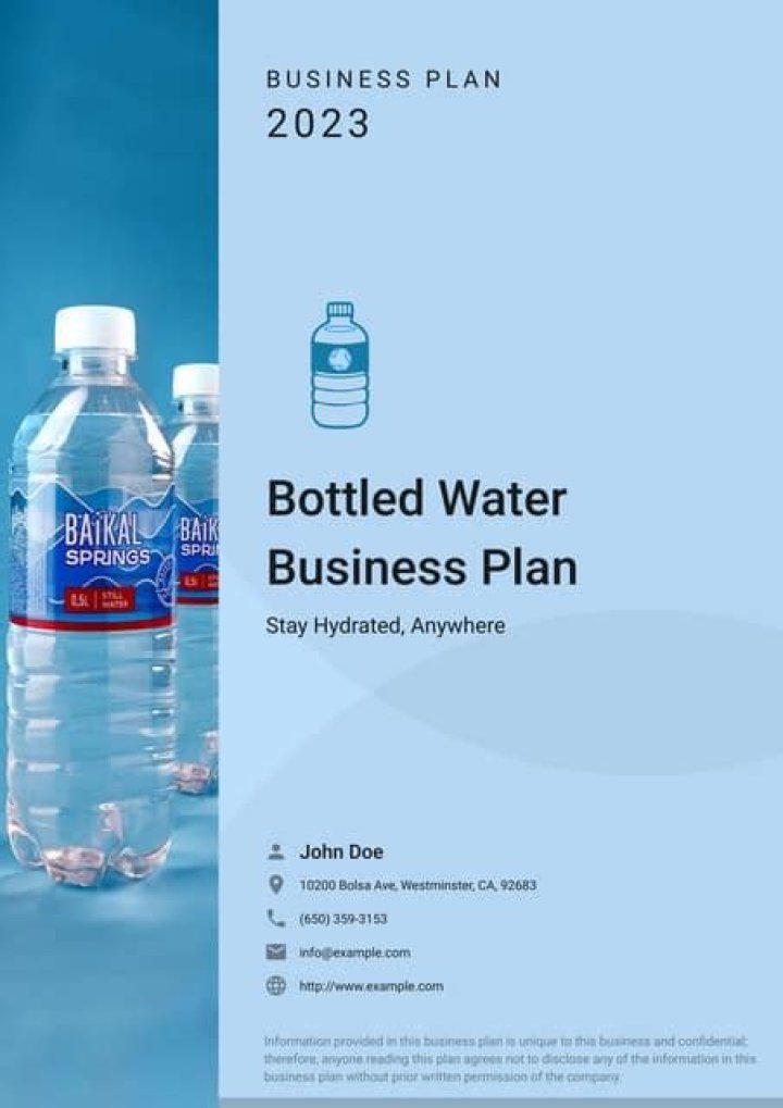 Complete Business Plan for Bottled Water Plant PDF