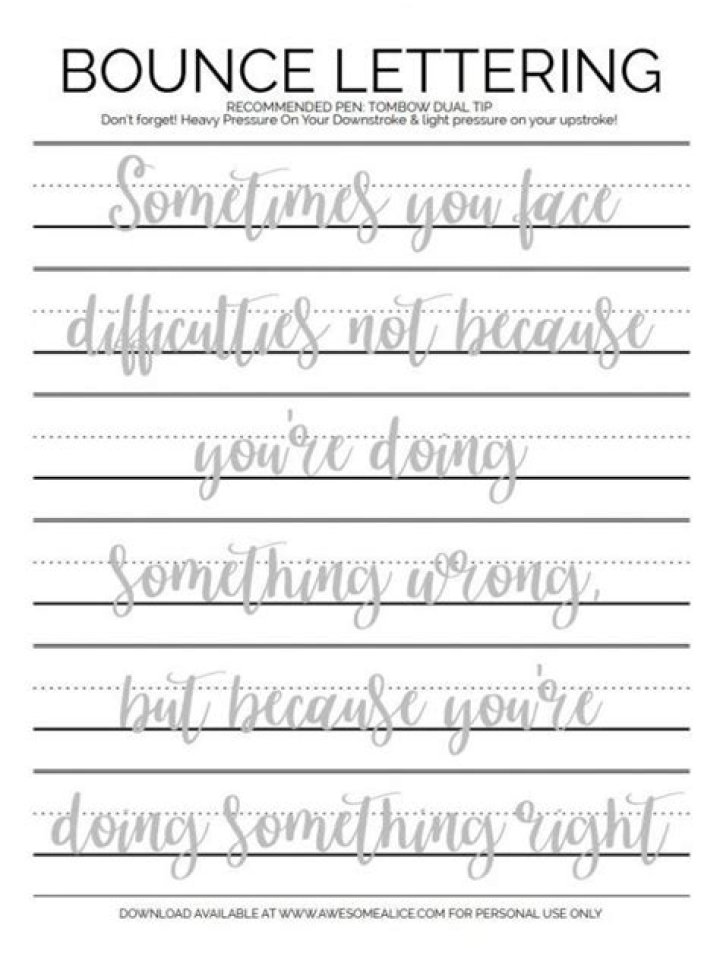 Free Bounce Lettering Practice Sheets PDF – Instant Download