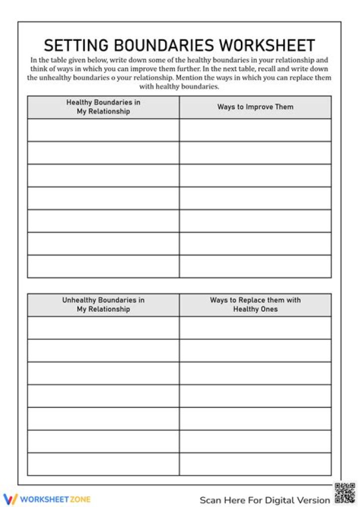 Boundaries Worksheets for Adults PDF: Improve Emotional Health & Relationships