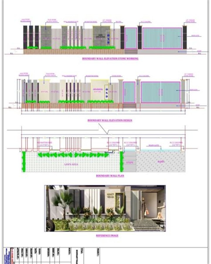 Boundary Wall Plan and Elevation PDF for Home Construction