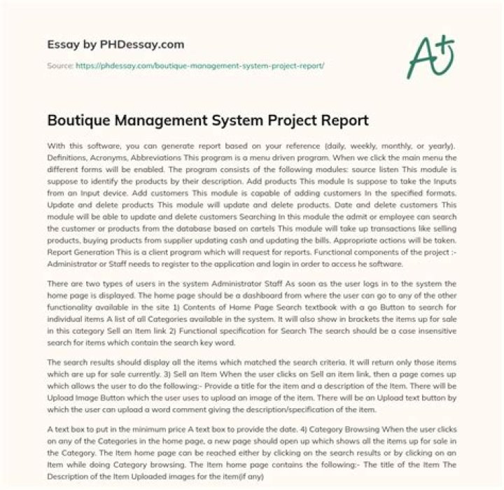 Boutique Management System Project Report PDF – Full Implementation Guide