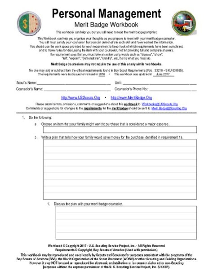 Boy Scout Personal Management Merit Badge Book PDF Download