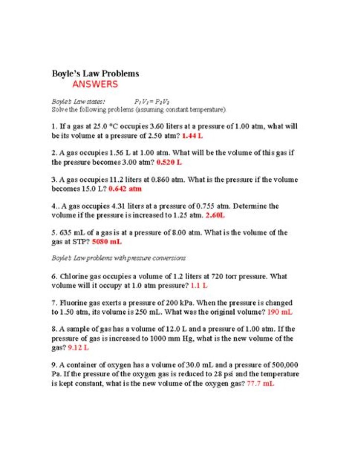 Boyle's Law Problem Solving with Answers PDF – Step-by-Step Guide