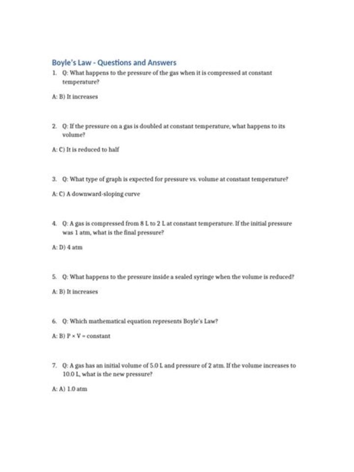 Boyle's Law Questions and Answers PDF – Essential Study Guide
