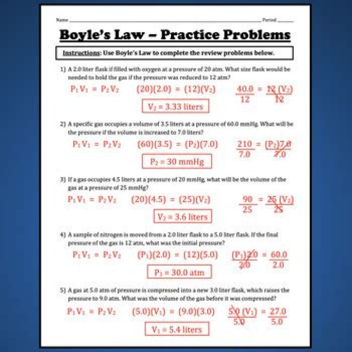 Boyle's Law Worksheet with Answers PDF – Practice & Solutions