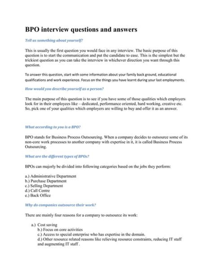 Top BPO Interview Questions with Answers PDF for Success