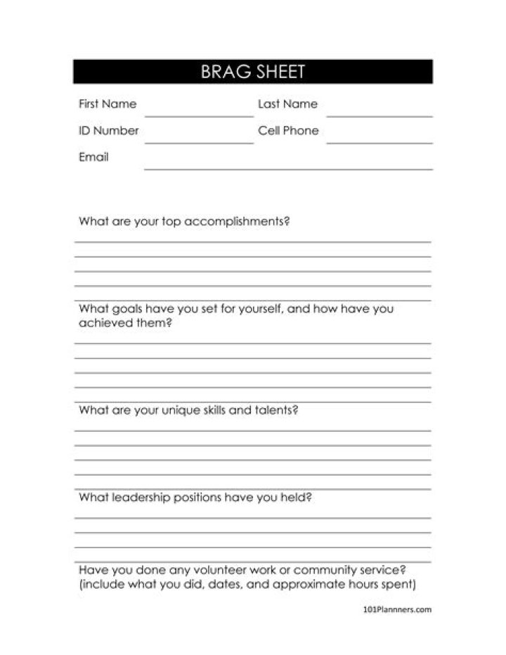 Brag Sheet Example PDF: Professional Achievement Templates