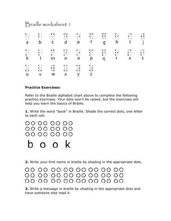 Free Braille Worksheet PDF for Learning & Accessibility