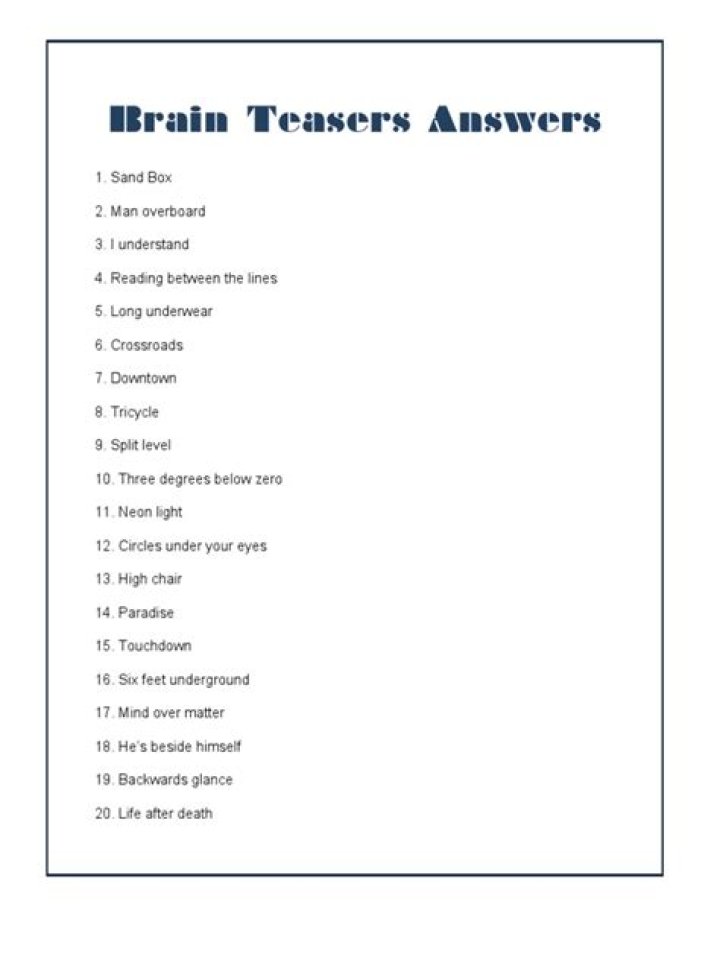 Brain Teasers for Adults with Answers PDF