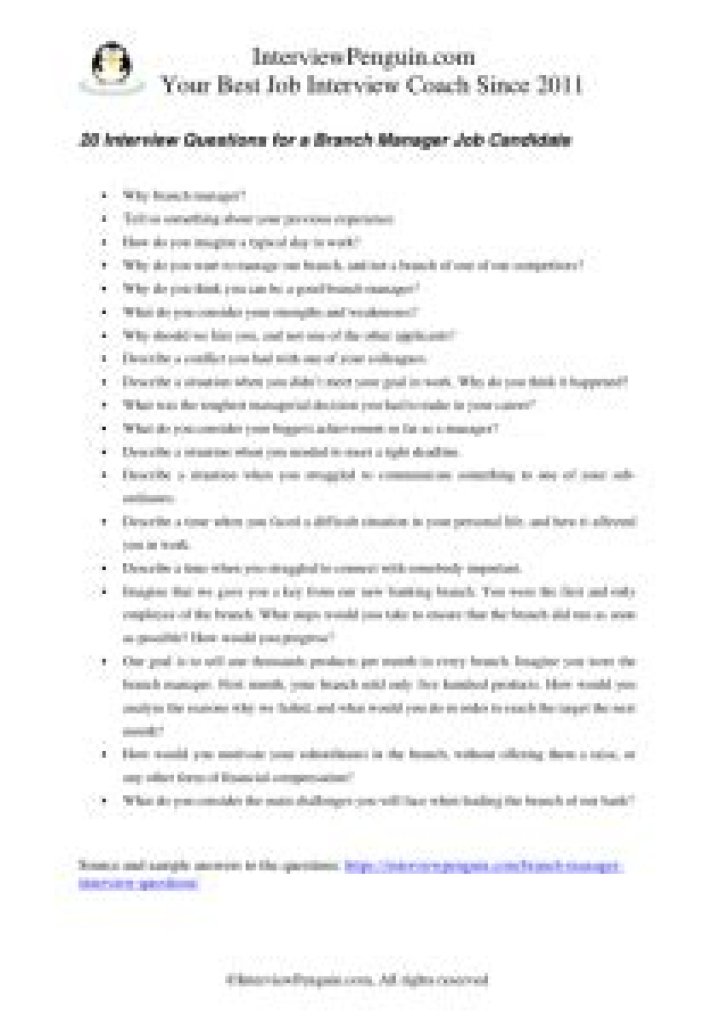 Branch Manager Interview Questions & Answers PDF: Expert Guide