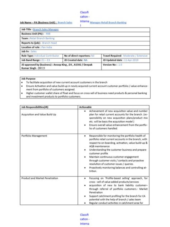 Branch Sales Manager Job Description PDF – Full Guide