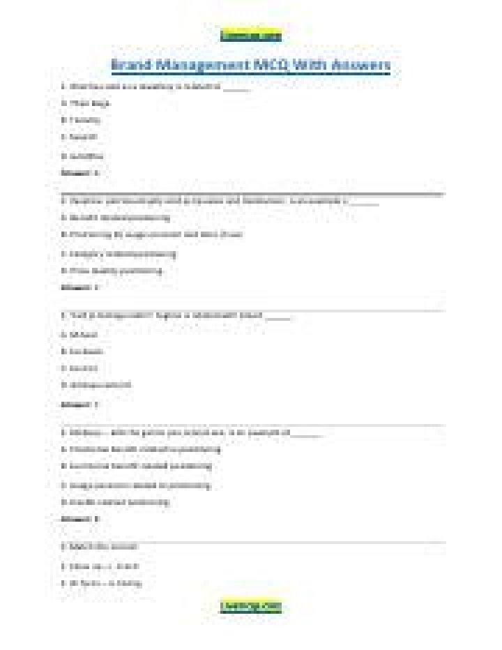 Brand Management MCQ PDF: Essential Questions & Answers