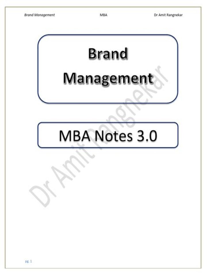 Essential Brand Management Notes PDF for Effective Brand Strategy
