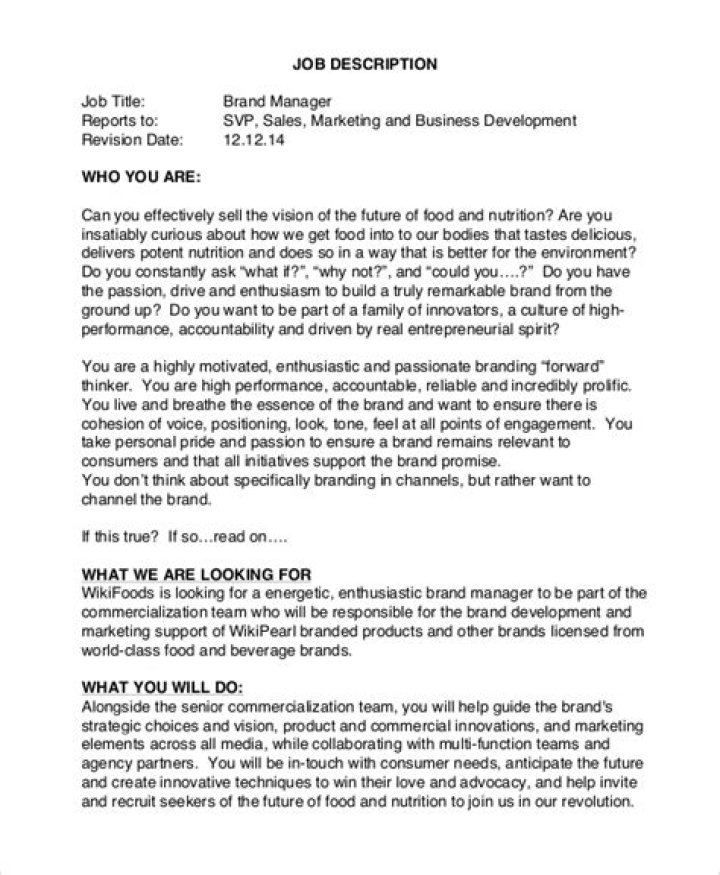 Brand Manager Job Description PDF – How to Succeed in the Role