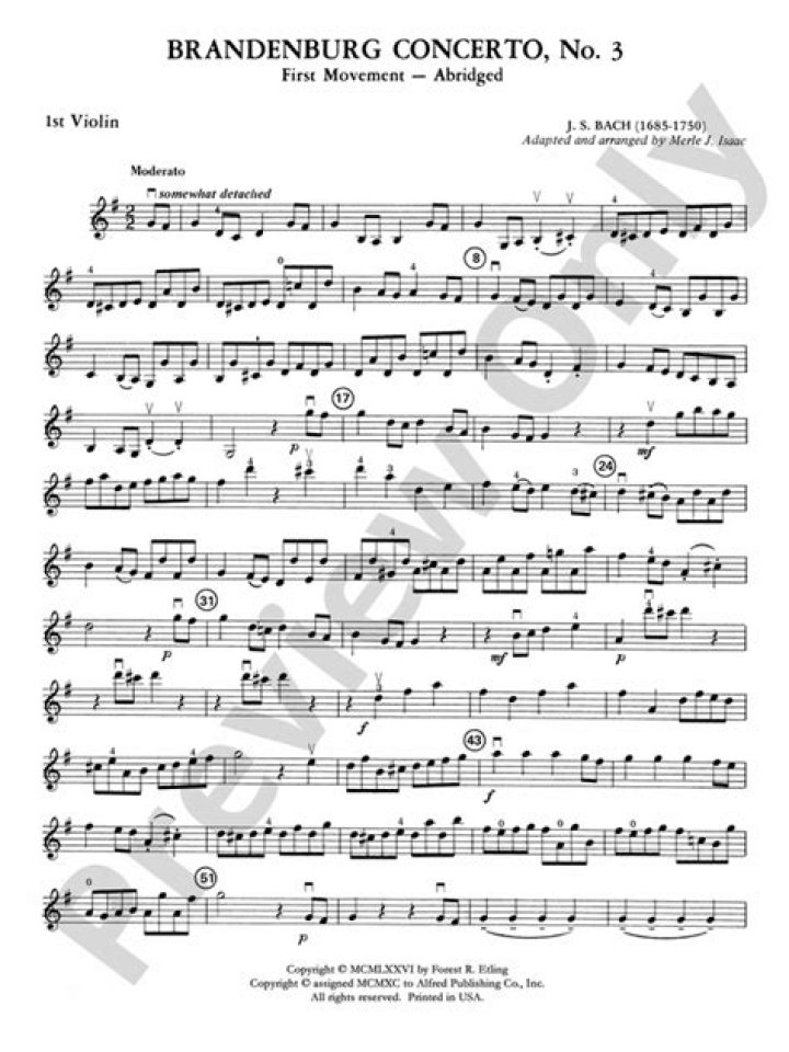 Brandenburg Concerto No. 3 Sheet Music PDF Download – Free Download