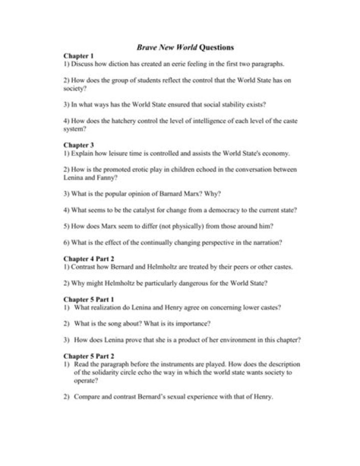 Brave New World: Questions and Answers PDF – Explore Key Insights