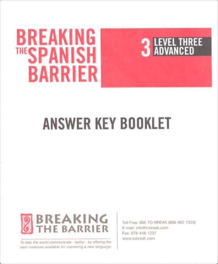 Break Through the Spanish Barrier: Advanced Answer Key PDF