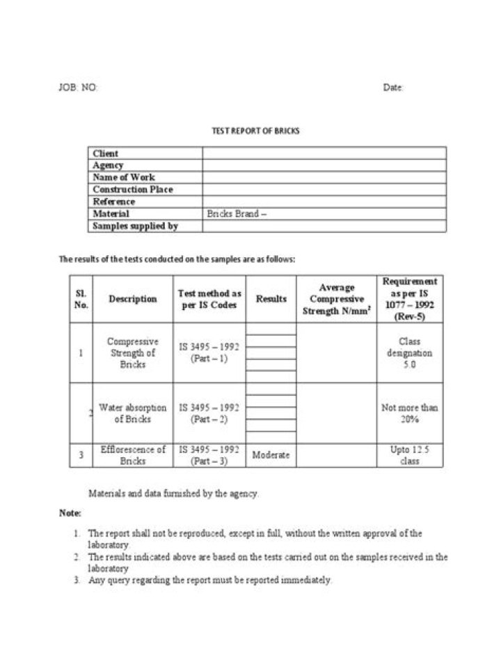Brick Test Report PDF: Accurate Quality & Durability Analysis