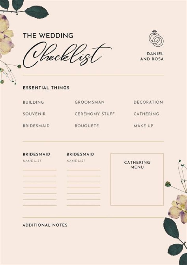 Bridal Party List PDF: Organized Guest List Template