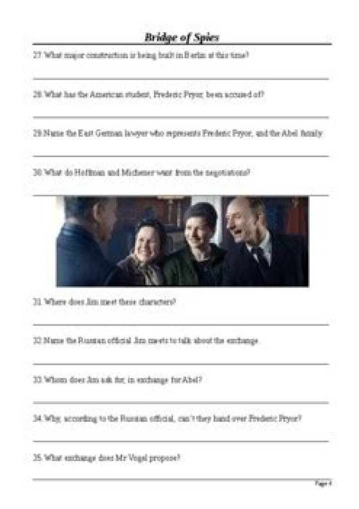Bridge of Spies Worksheet PDF – Download Free Educational Resource