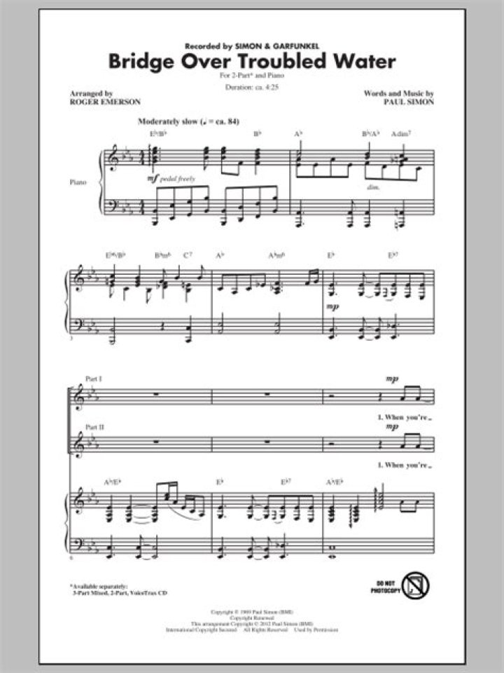 Bridge Over Troubled Water Choir Sheet Music PDF Download