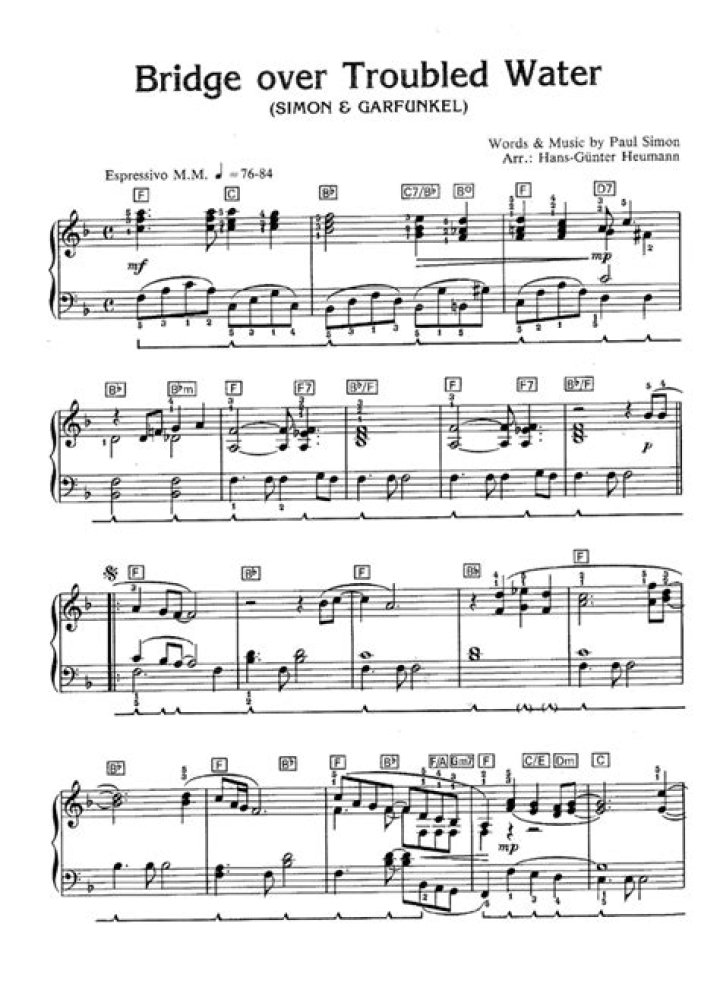 Bridge Over Troubled Water Piano Sheet PDF – Download Free Sheet Music