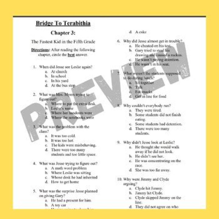 Bridge to Terabithia Chapter Questions & Answers PDF: Study Guide