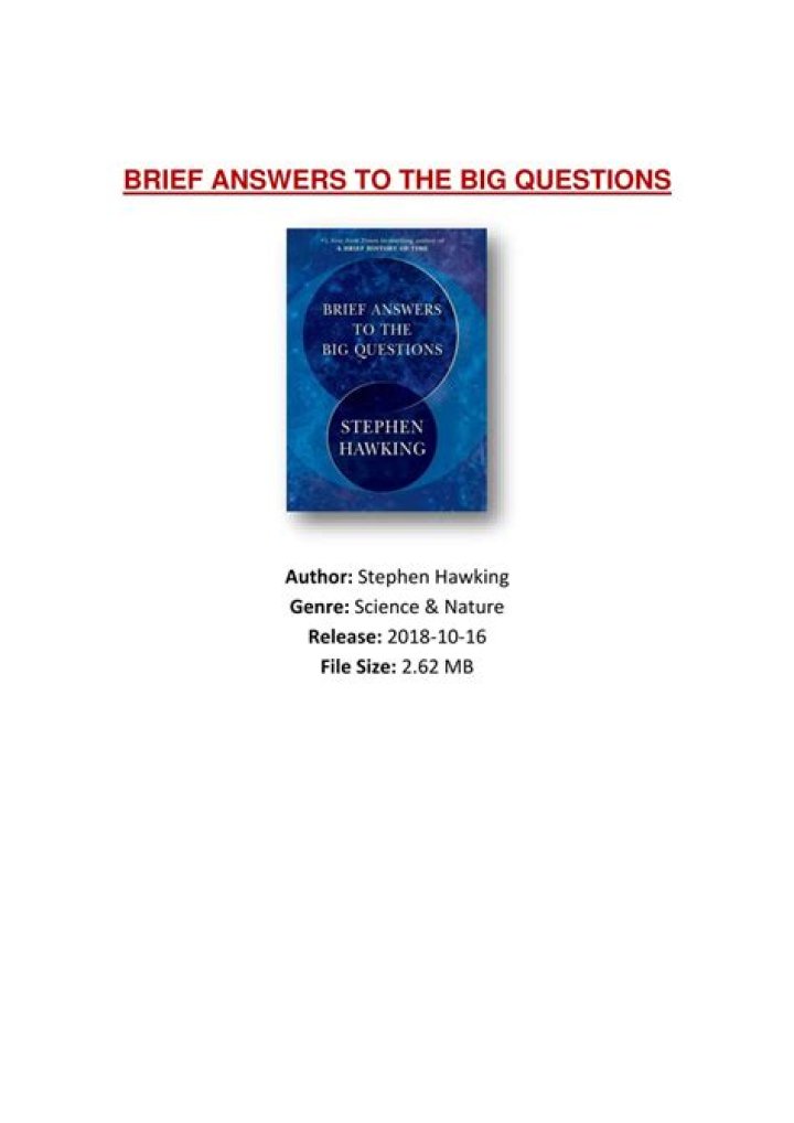Brief Answers to the Big Questions: A PDF Guide