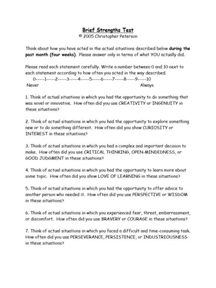 Brief Strengths Test PDF – Quick Skills Assessment