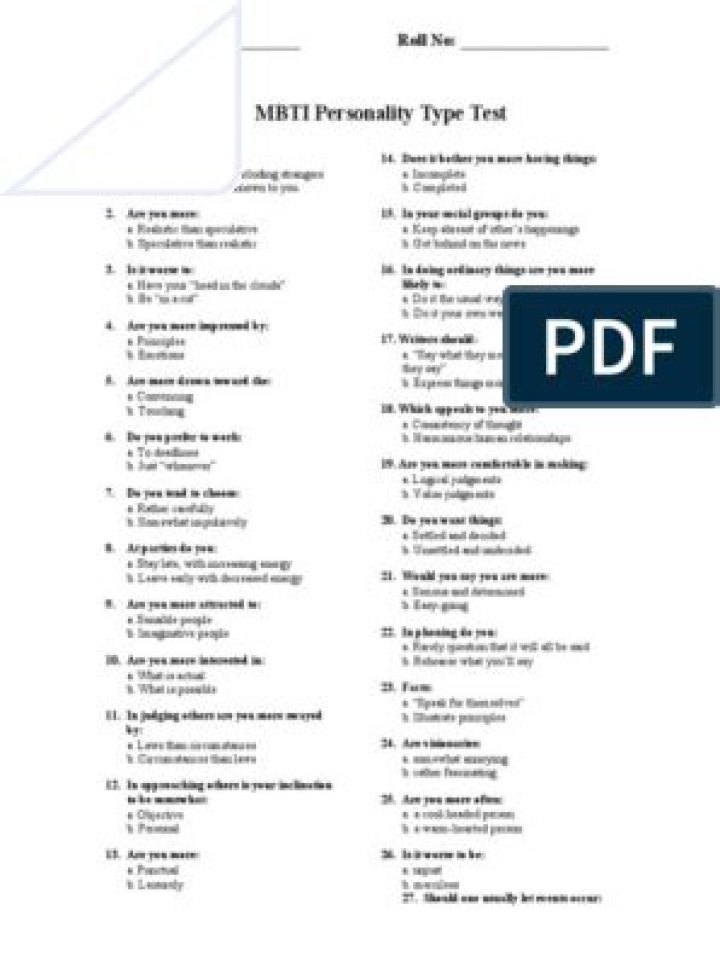 Briggs Personality Test PDF: Full Results & Insights