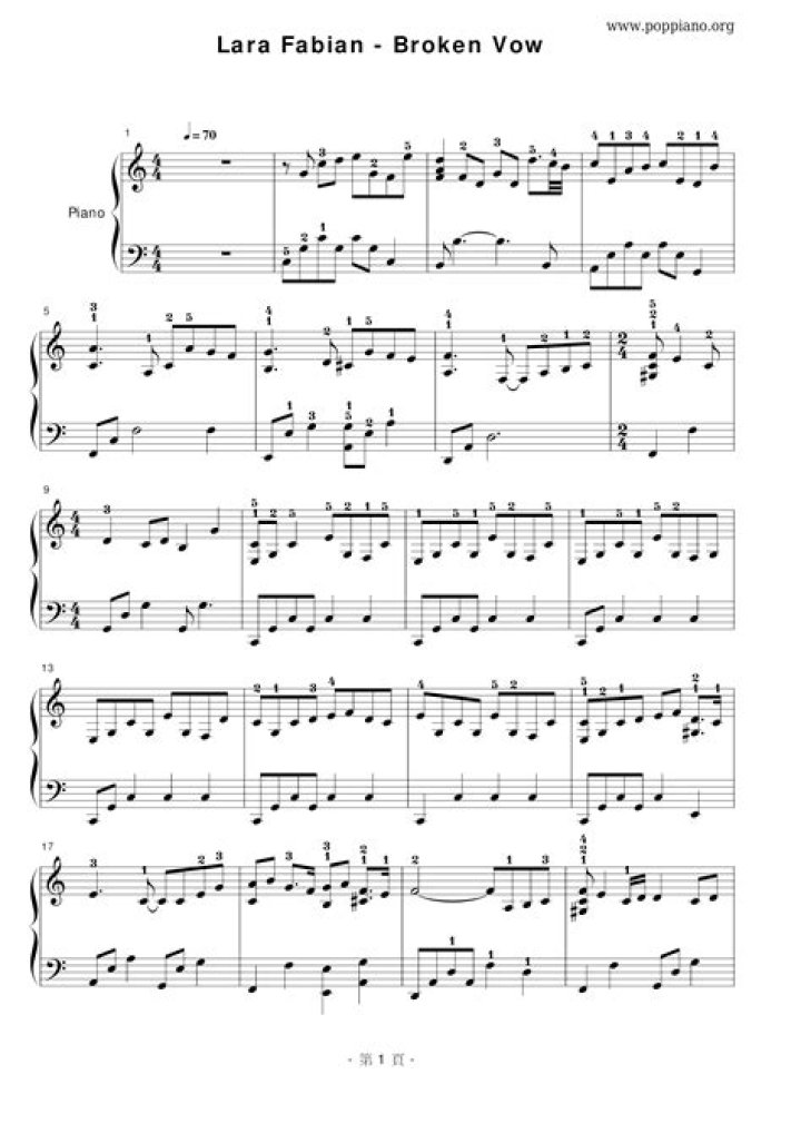 Free Broken Vow Sheet Music PDF for Wedding Ceremony