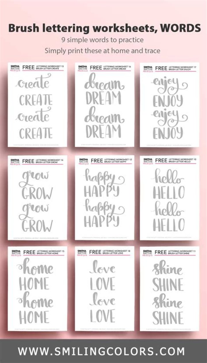 Free Brush Lettering Worksheets PDF – Practice Stylish Calligraphy at Home