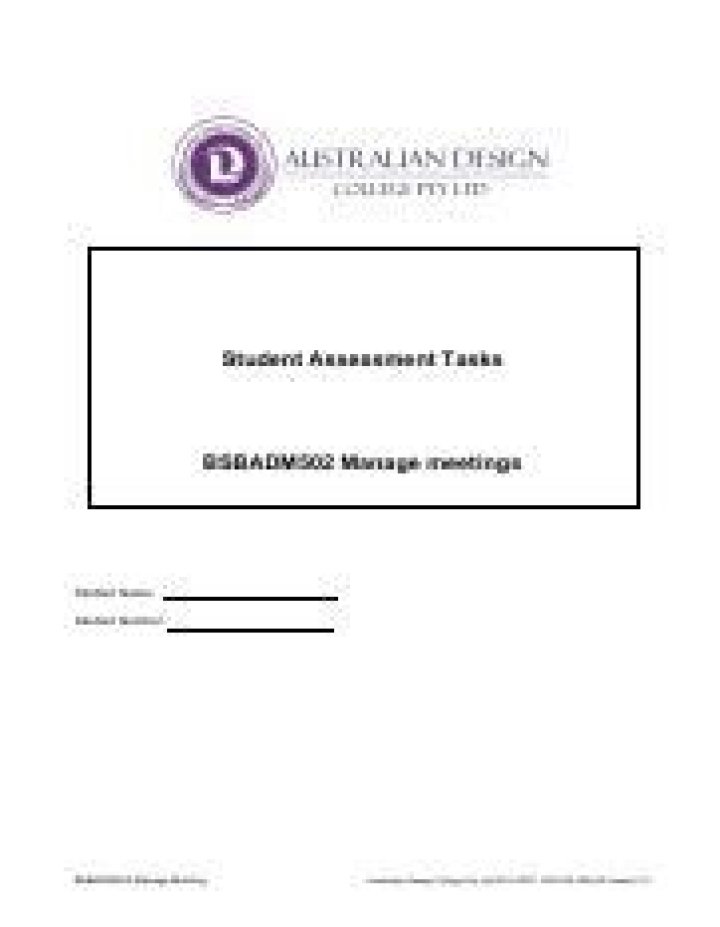 BSBADM502 Meeting Management Guide: Download PDF Workflow