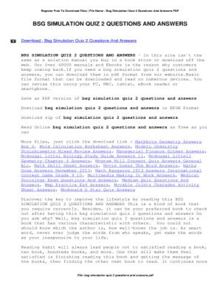 BSG Quiz 2 Answers PDF – Complete Guide & Solutions
