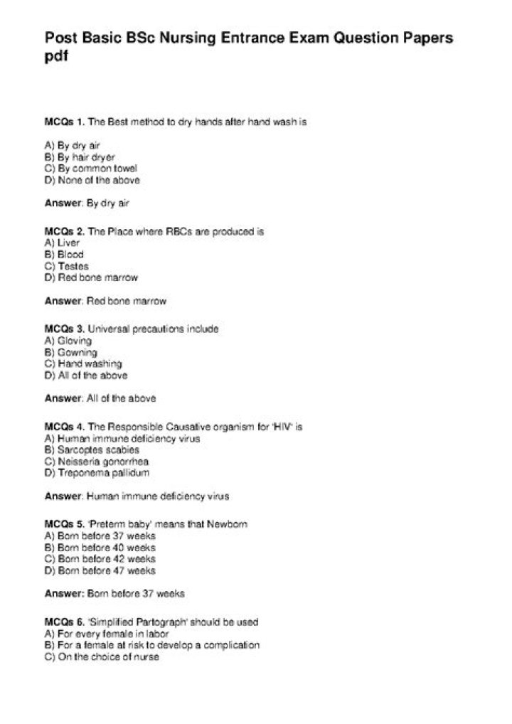 BSN Nursing Entry Test MCQs with Answers PDF – Crack the Exam Fast