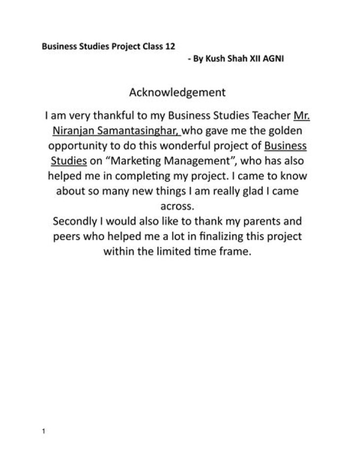 Class 12 BST Project on Marketing Management | SOAP PDF for Exam Success