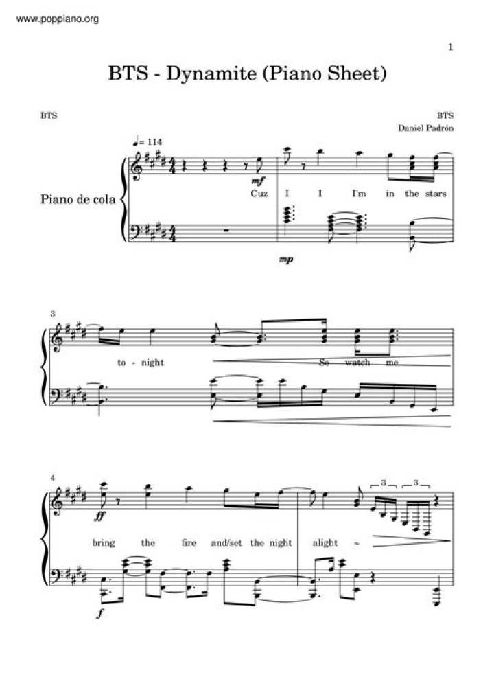 BTS Dynamite Sheet Music PDF – Download Full Songs Now