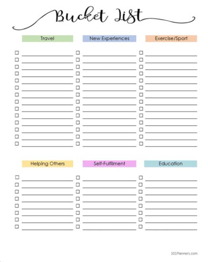 Bucket List PDF Free – Download Your Free Bucket List PDF Now