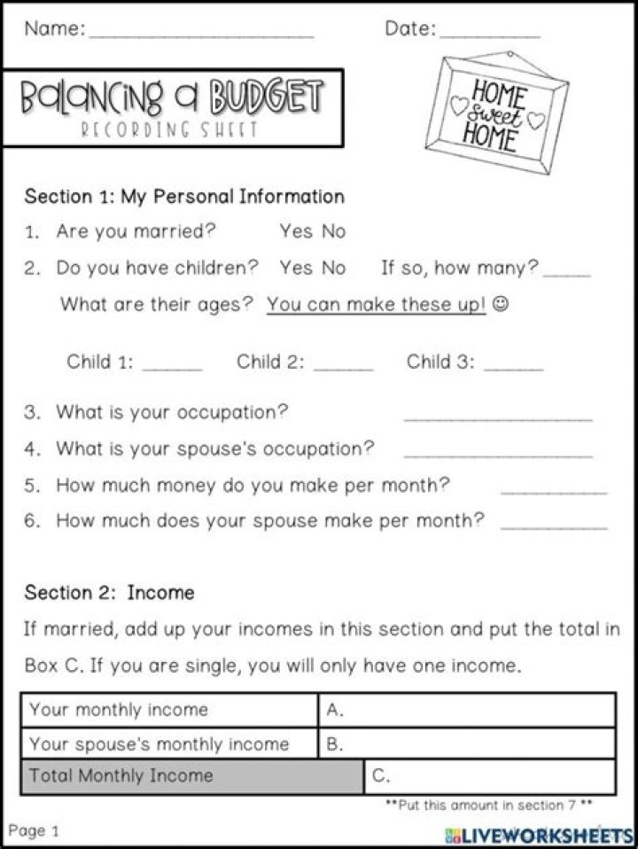 Free Budgeting Math Worksheets PDF for Smart Financial Planning