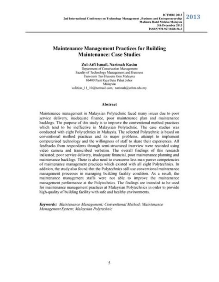 Efficient Building Maintenance Management in Malaysia: A Complete PDF Guide