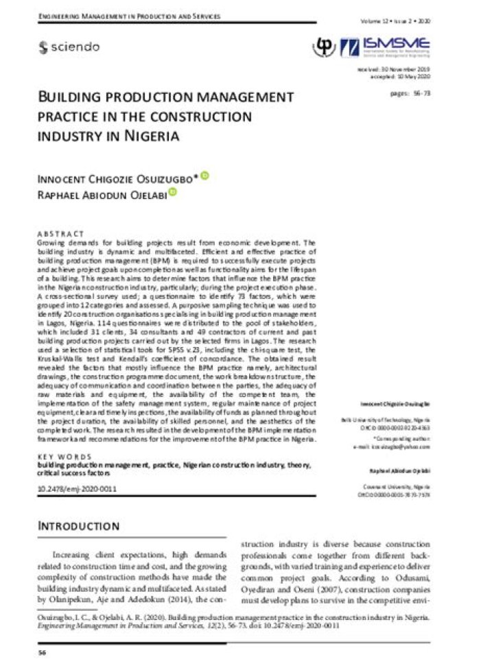Building Production Management by Ayó Bamisile: Essential PDF Guide