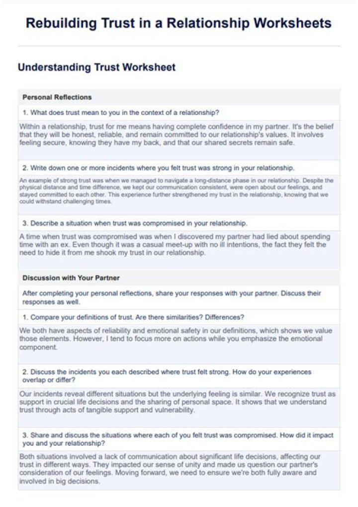 Building Trust with Worksheets: Free PDF Worksheets