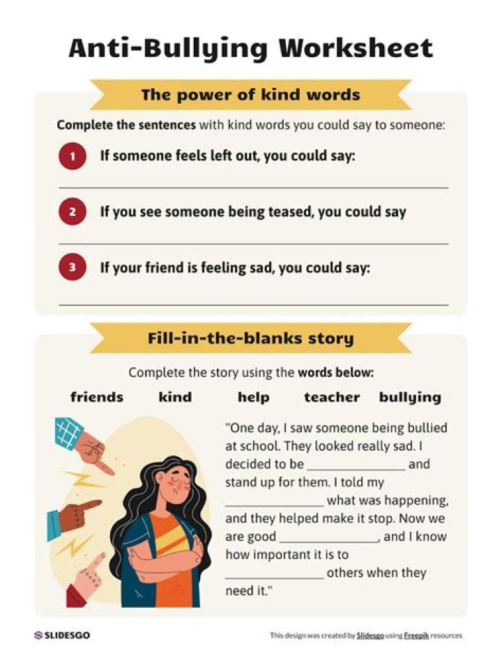 Free Bullying Worksheet PDF – Download Now for Safe Schools