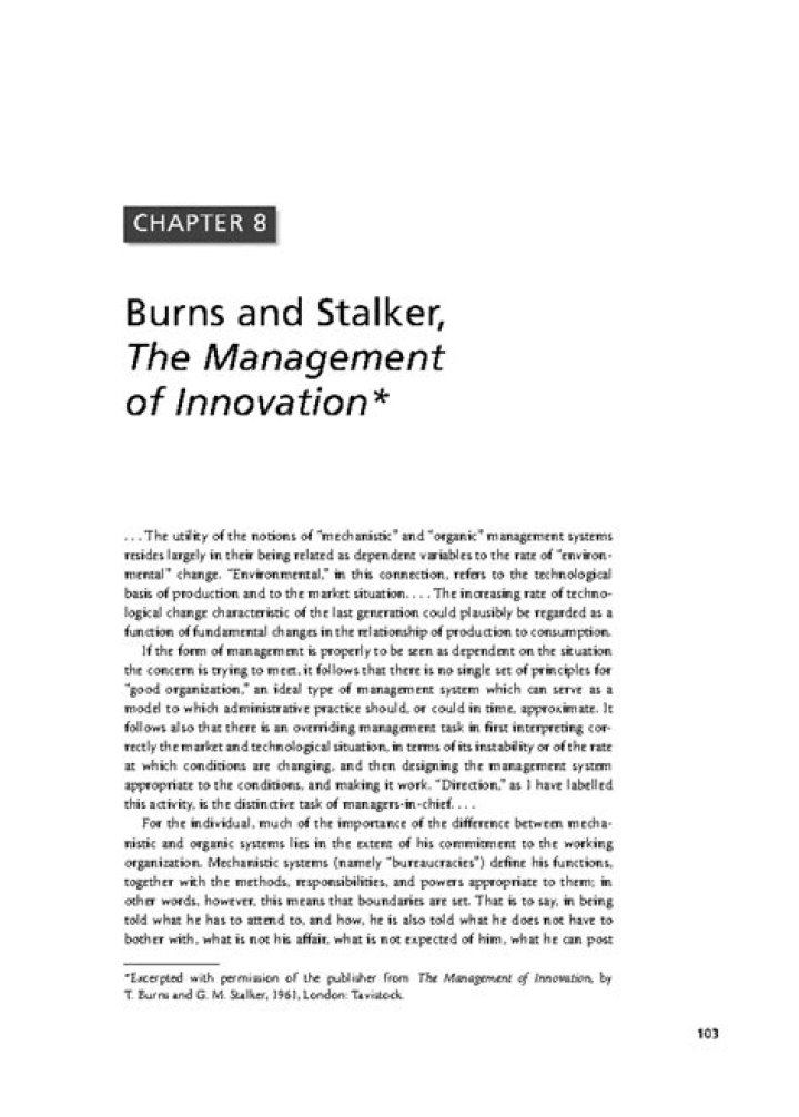 Burns Stalker 1961: Management of Innovation PDF – Insights & Analysis